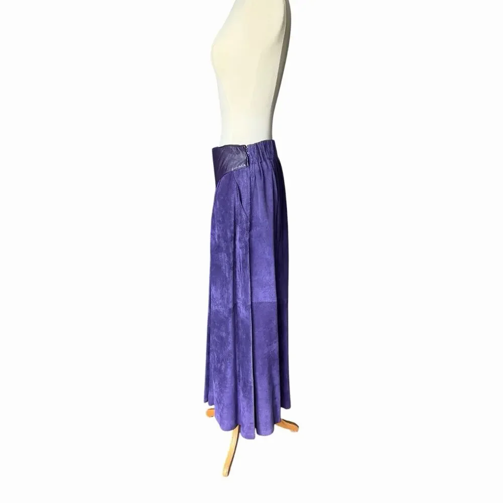 Vintage Liz Roberts Robert Elliott Purple Suede Two Piece Skirt Set Medium - Picture 11 of 16